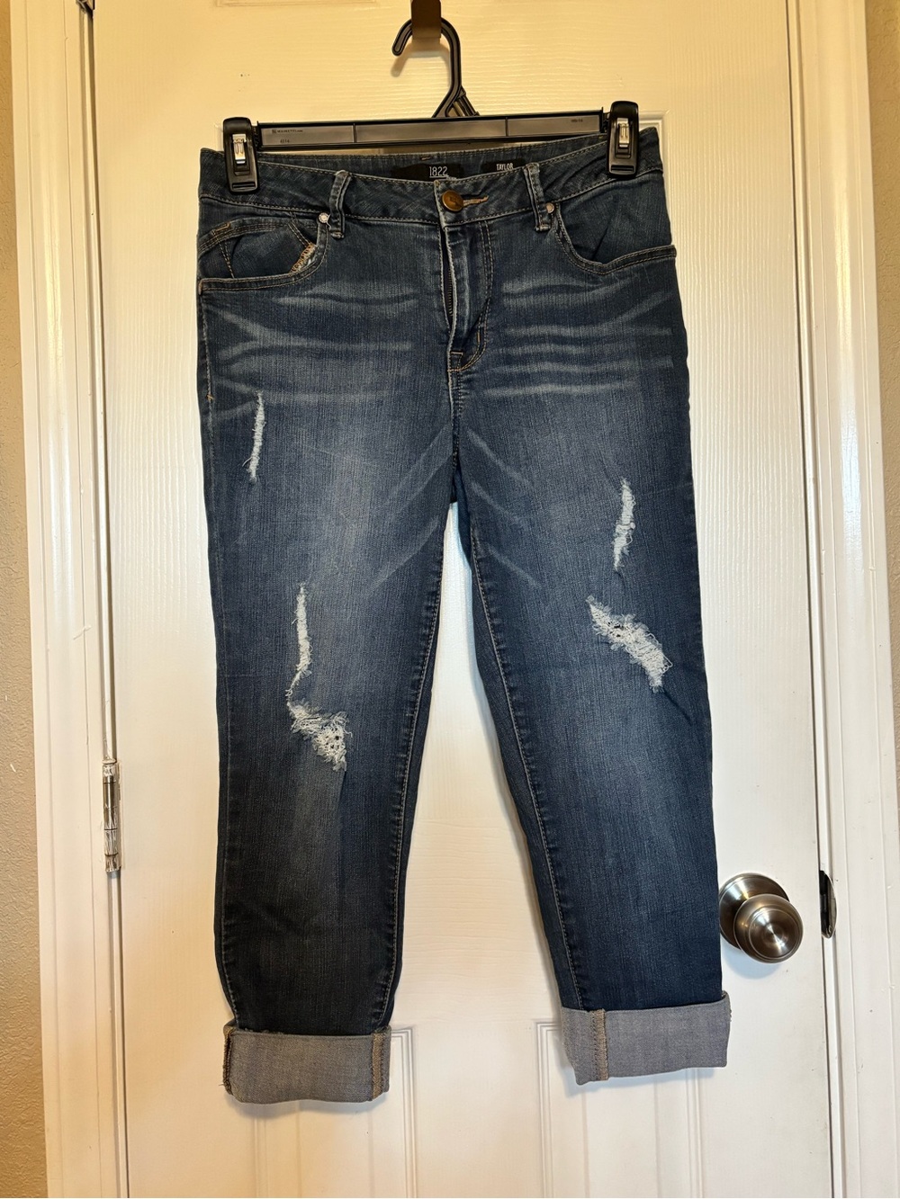 Taylor Dark Blue Distressed Boyfriend Jeans